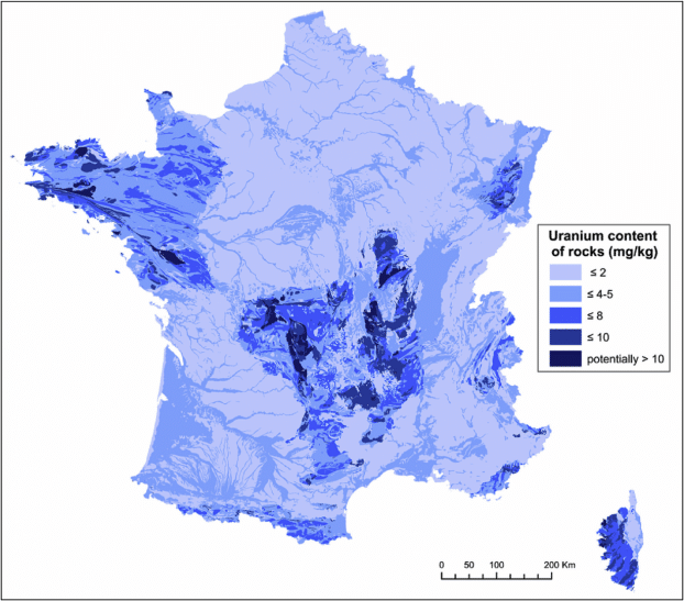 Carte de l'uranium naturel en France